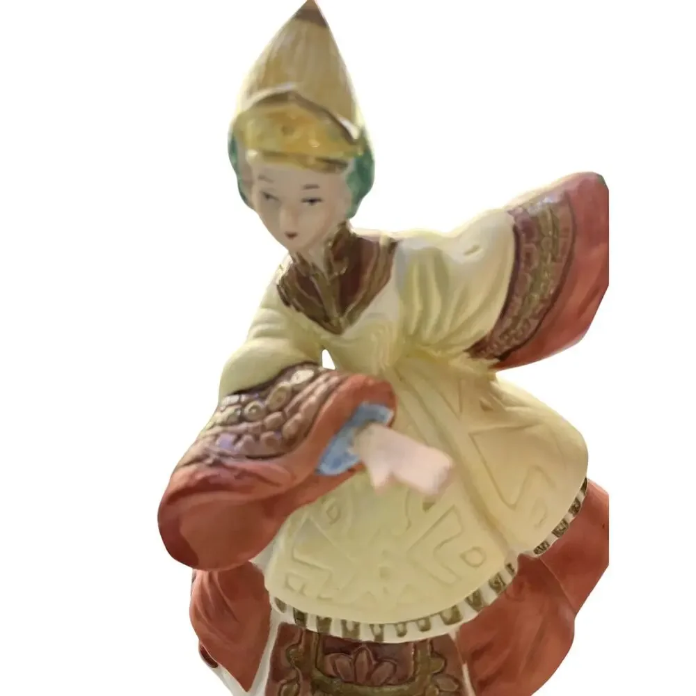 Vintage MSR Imports Asian Dancer Rotating Music Box Figurine Works AS IS